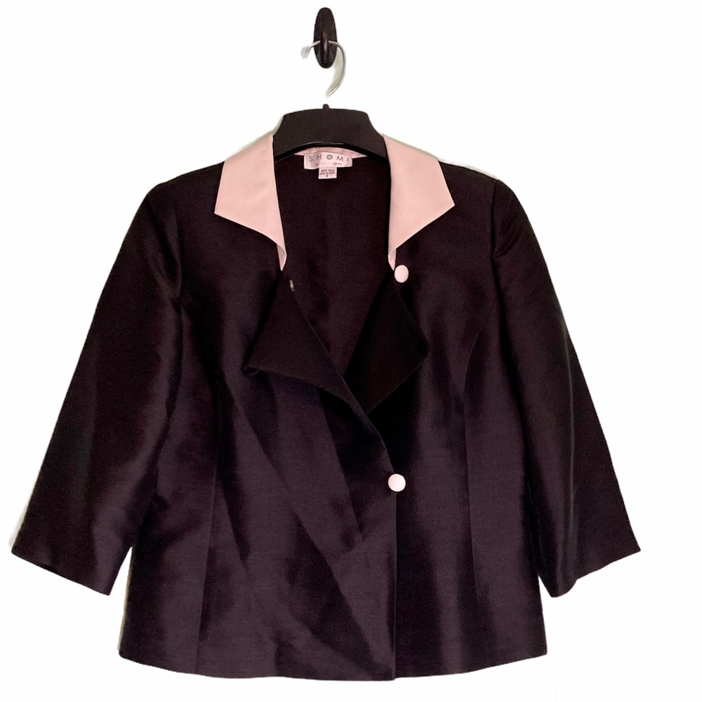 Shomi 100% Silk Black and White Blazer